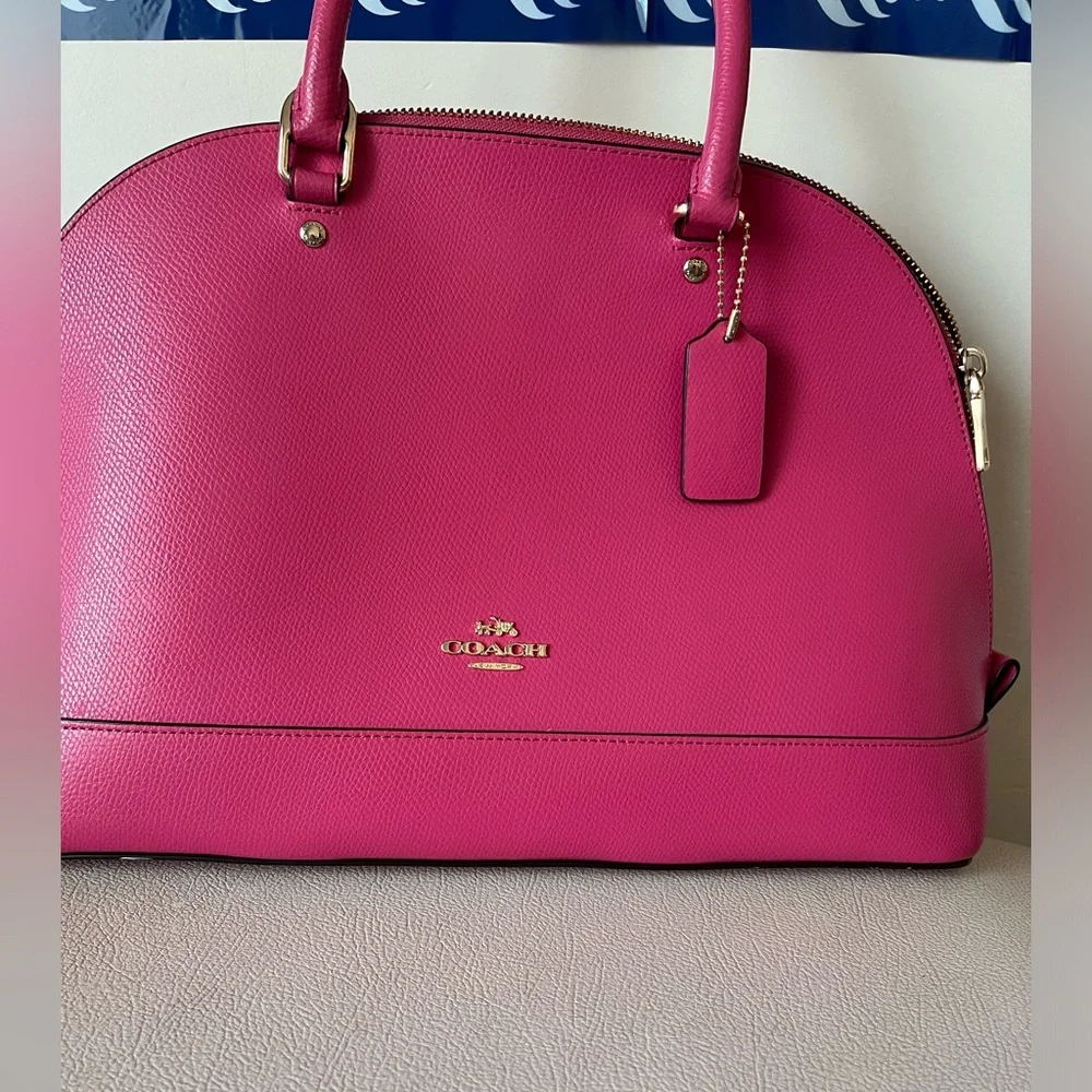 Coach Sierra Satchel Hot Pink Leather Crossbody Shoulder Bag Medium